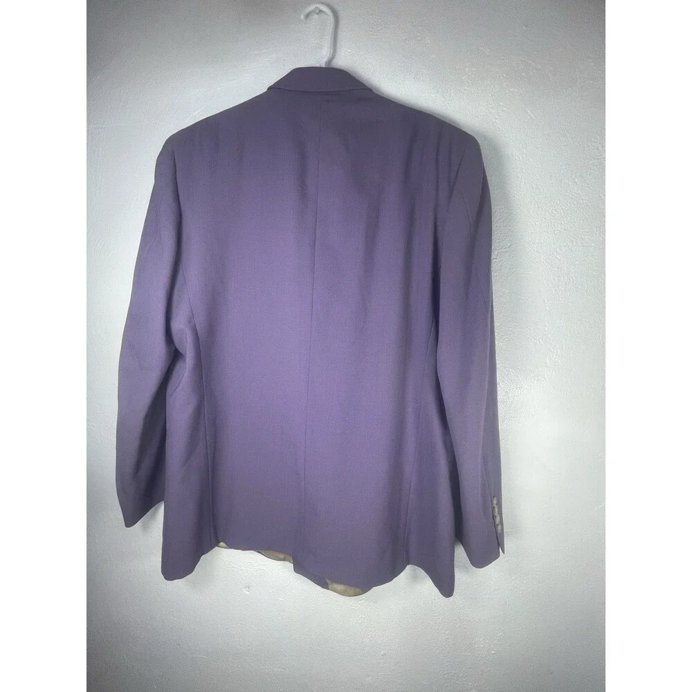 Bachrach Mens Purple Double Breasted Blazer Jacket 100%wool Peak Lapel VTG USA